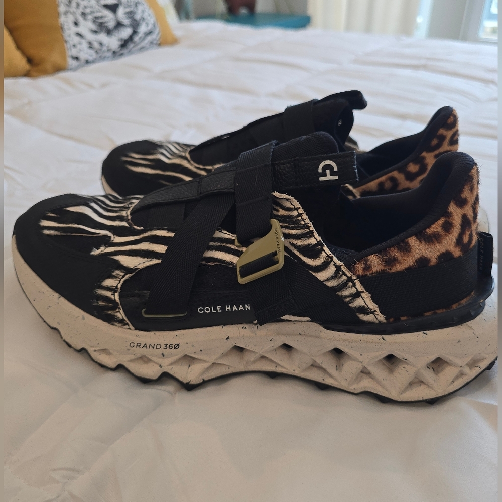 Haan 5.ZERØGRAND Monk Strap Running Shoe in the "Safari" or "Black/Safari/Ivory"